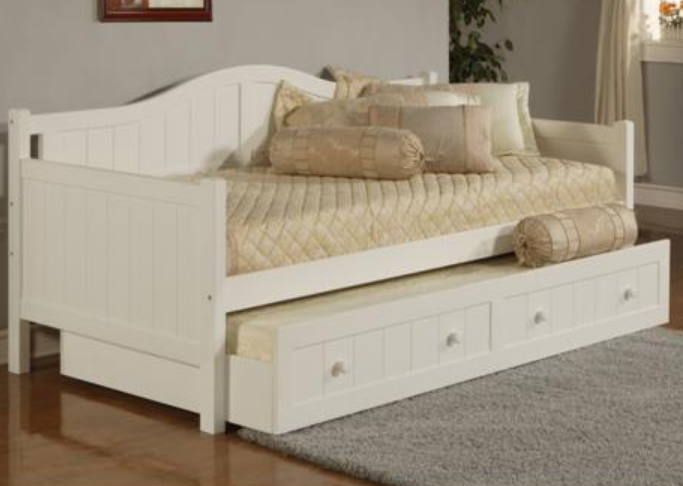 White Wood Daybed Trundle Drawer
